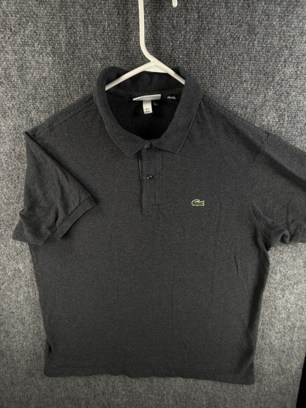 Lacoste Short Sleeve Polo Shirt Men Croc Logo Cotton Gray Classic Fit XL Preppy